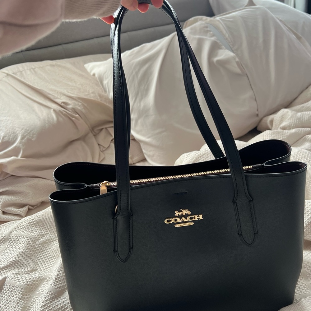 Coach Black Leather Tote Bag